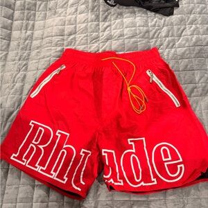 Rhude Bold Red Athletic Shorts